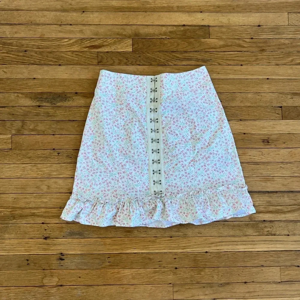 Urban Outfitters Love Struck Floral Hook + Eye Coquette Kawaii Mini Skirt | XS